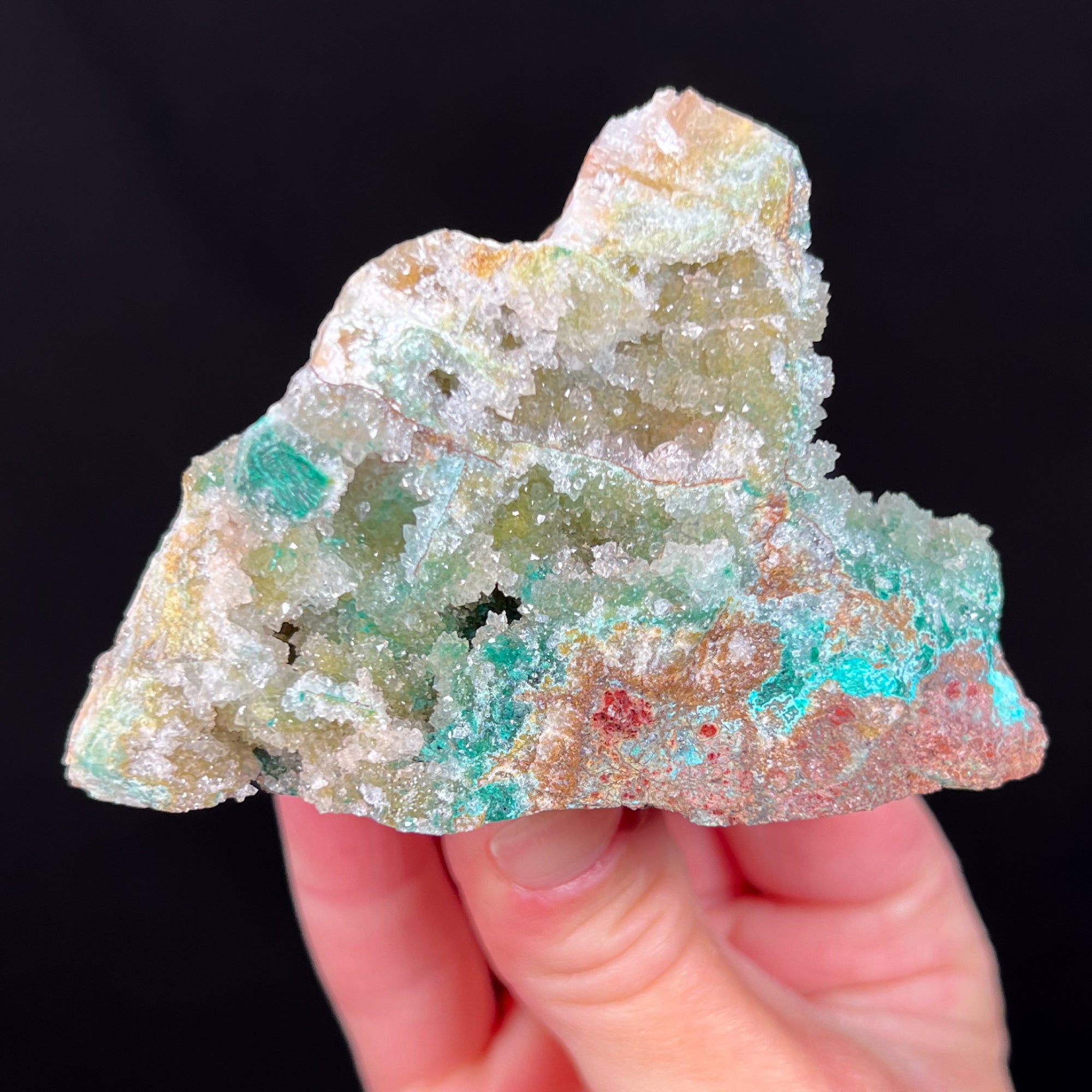 Drusy Quartz Crystals coating Chrysocolla and Atacamite