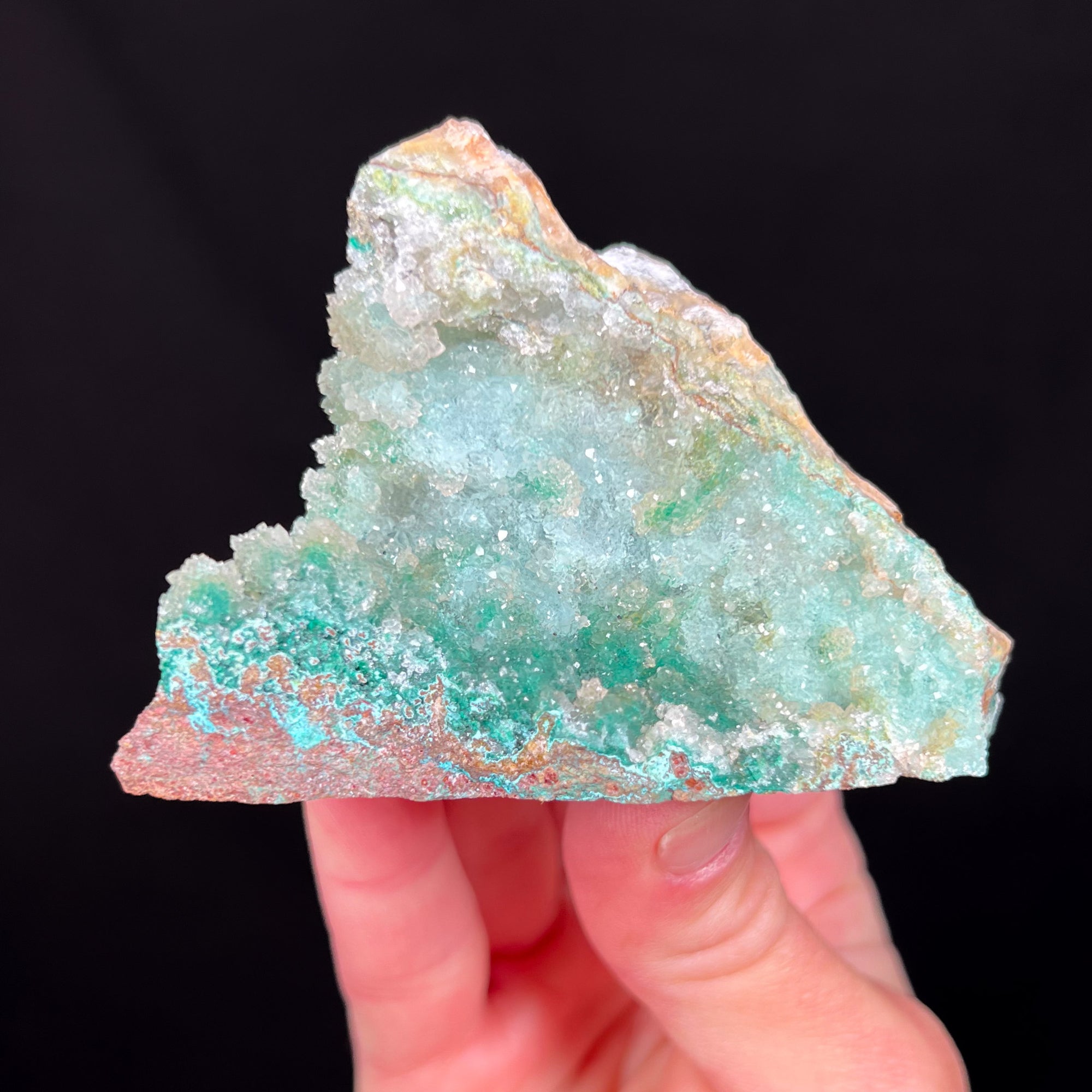 Drusy Quartz Crystals coating Chrysocolla and Atacamite