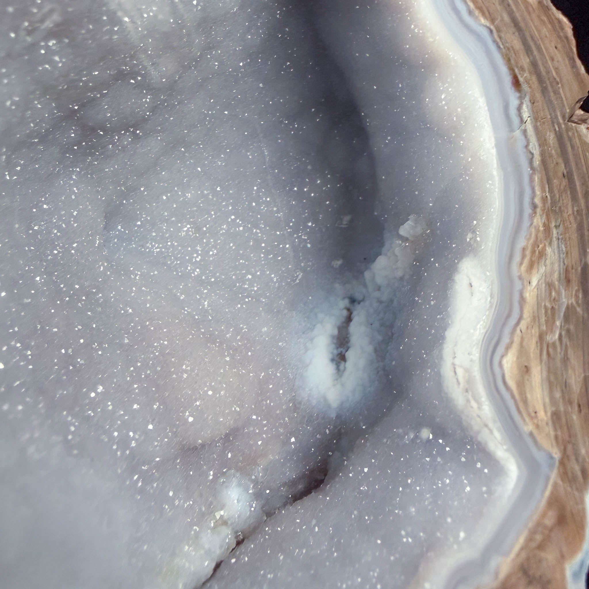 Close up of crystals inside a Dugway Geode from Utah