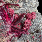 Close up of red and pink Erythrite crystals 