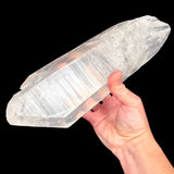 Natural striations on clear quartz crystal