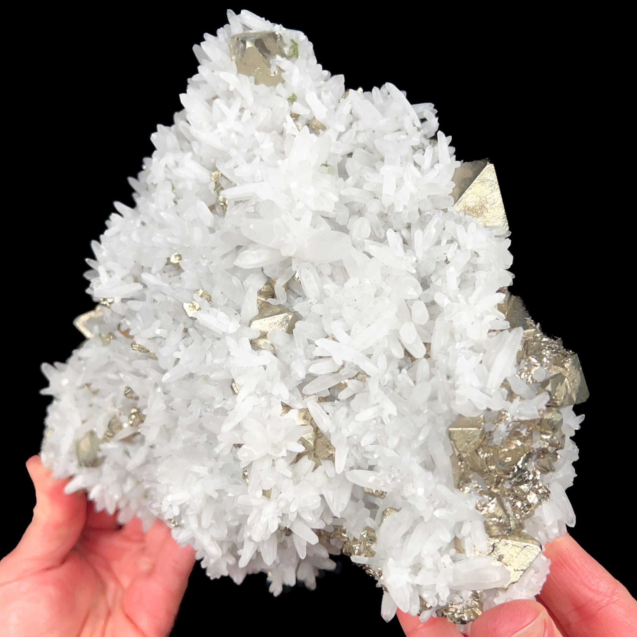 Quartz with Pyrite mineral specimen from Huanzala Mine, Peru