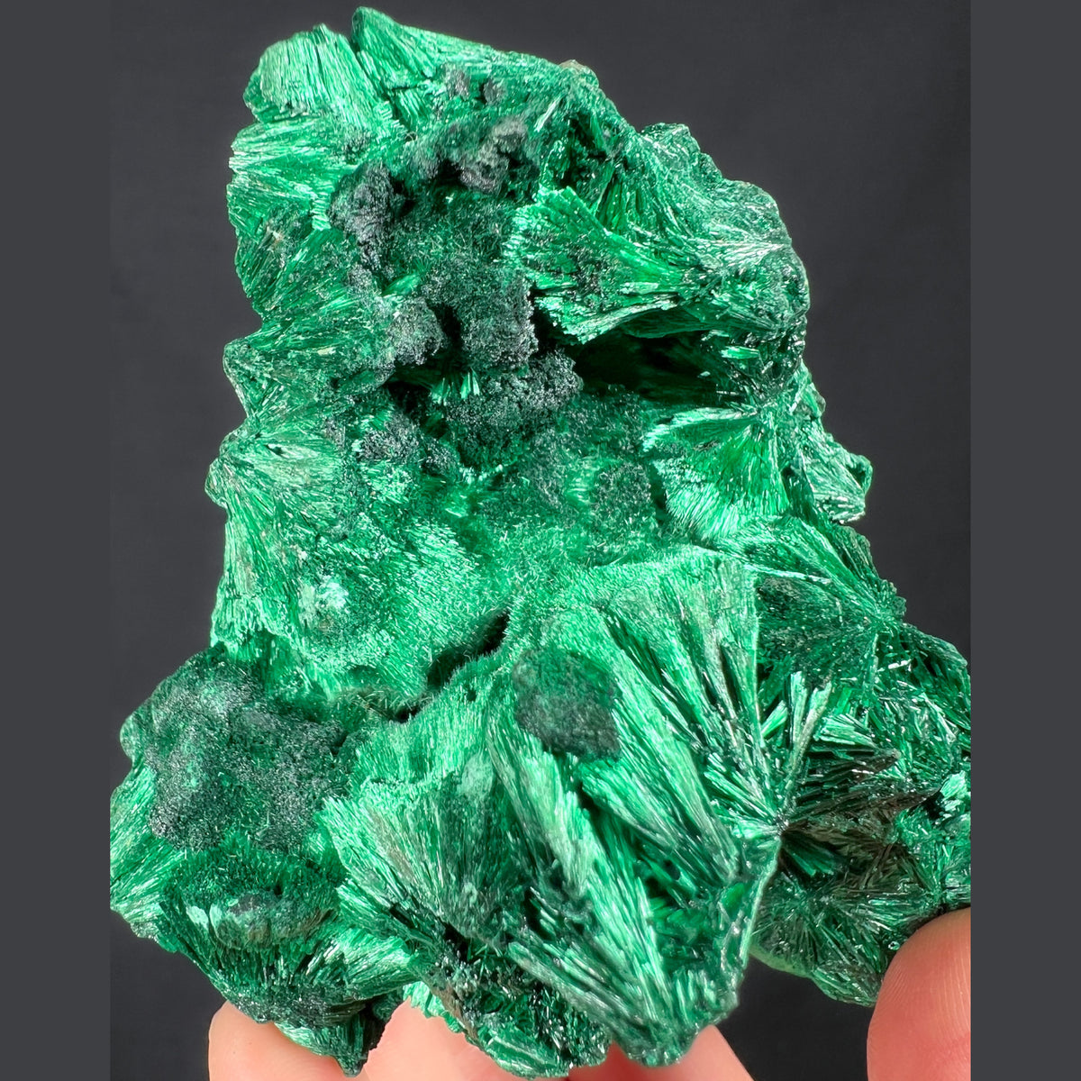 Fibrous Green Malachite Crystals