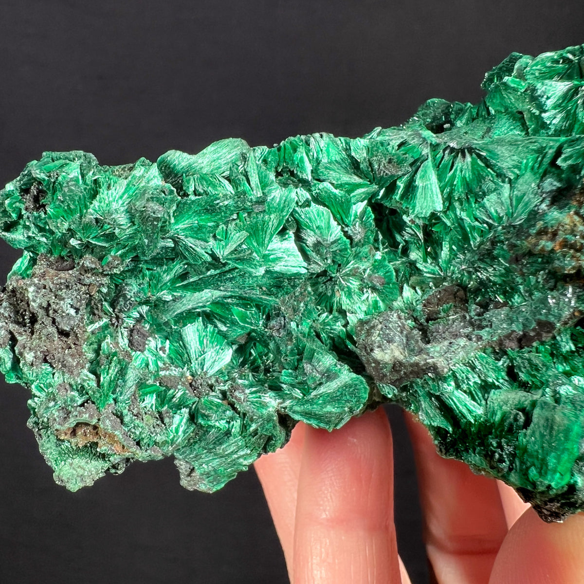 Radiating Acicular Green Malachite Crystals