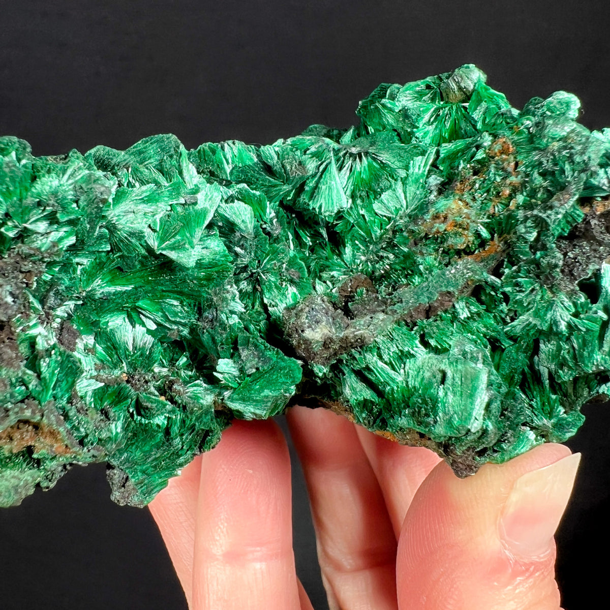 Fibrous Green Malachite Crystals