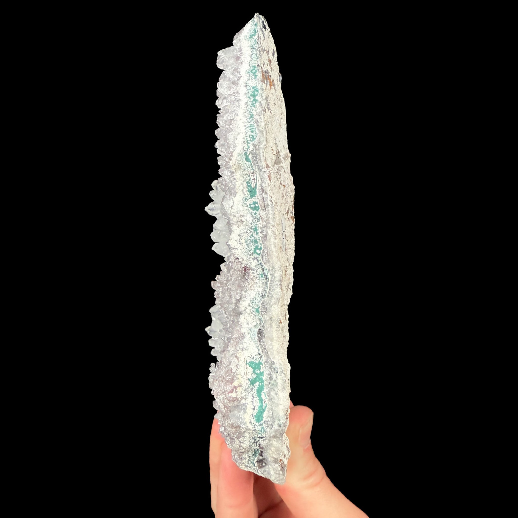 Side view of flower amethyst plate