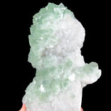 Cubic Crystals of Green Fluorite on White Drusy Quartz