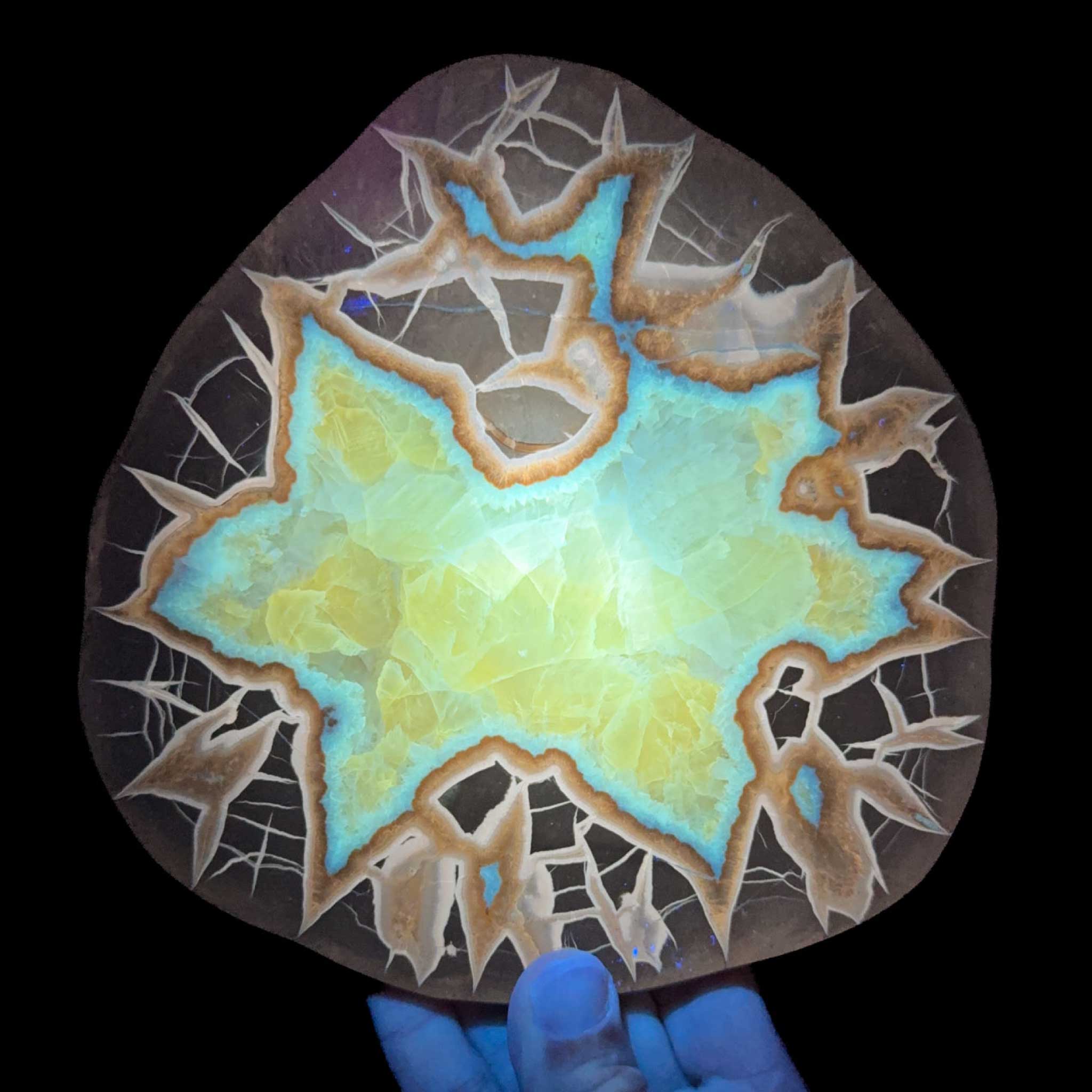 UV fluorescent calcite slice
