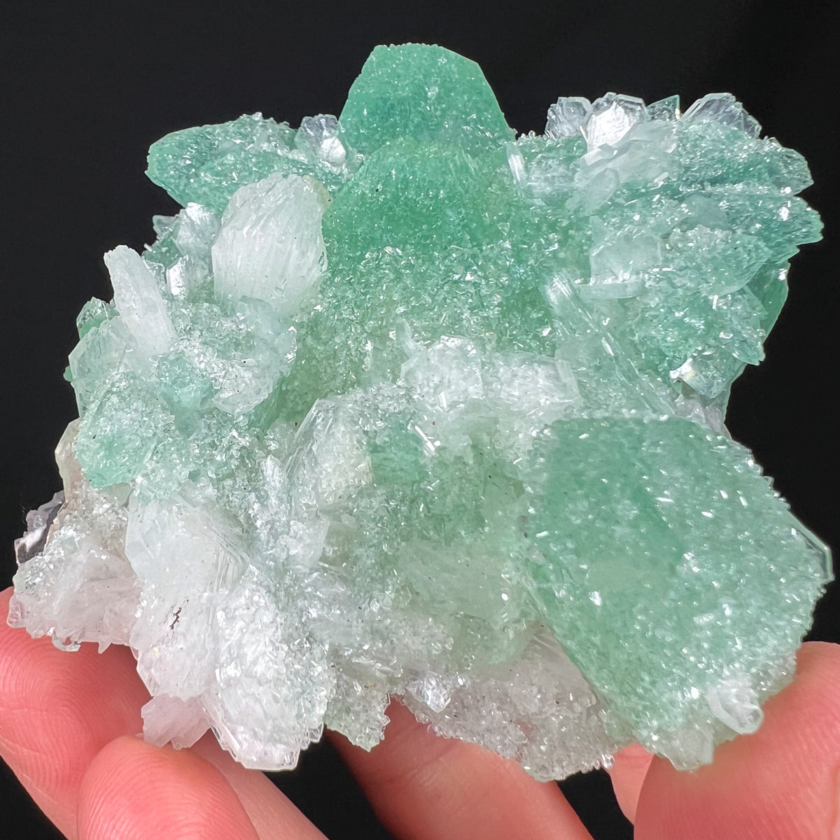 Green Apophyllite with Stilbite Mineral Specimen