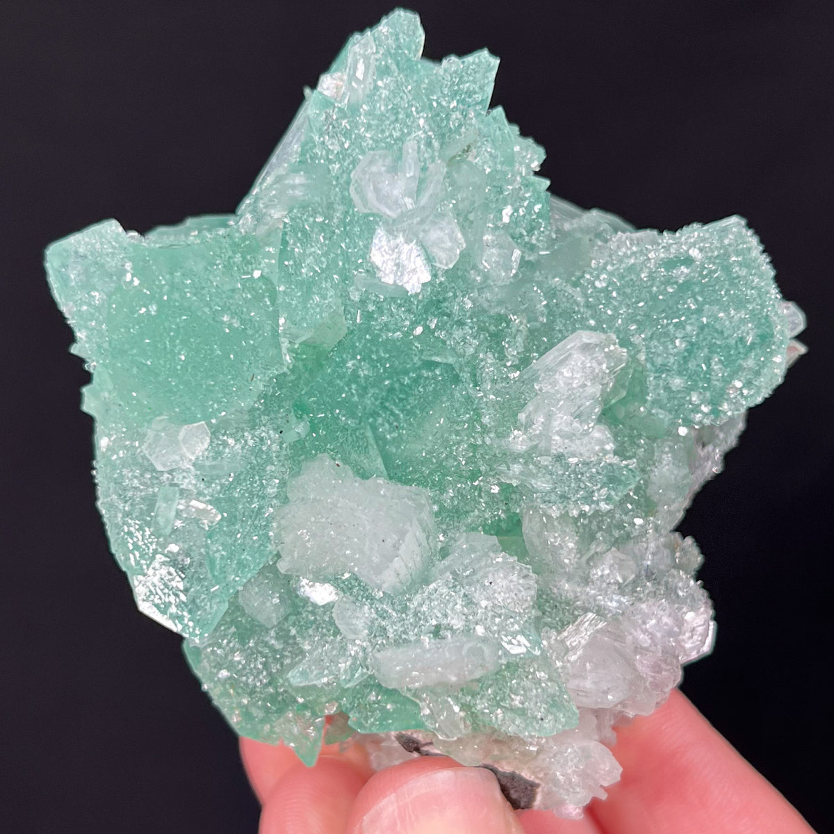 Mineral Specimen of Green Apophyllite with White Stilbite