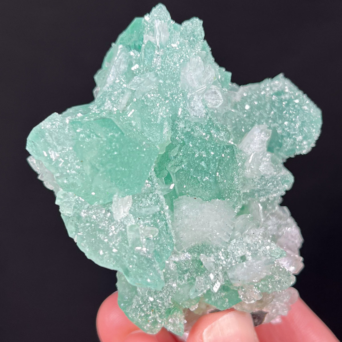 Green Apophyllite with Stilbite from Pune India