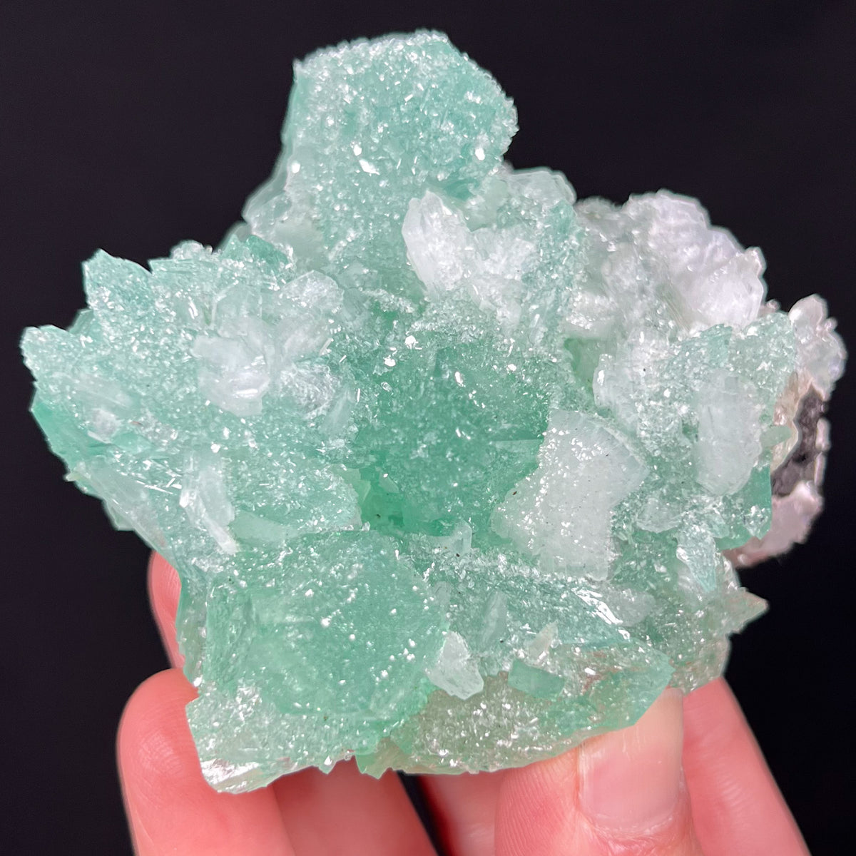 Natural Green Apophyllite with Stilbite