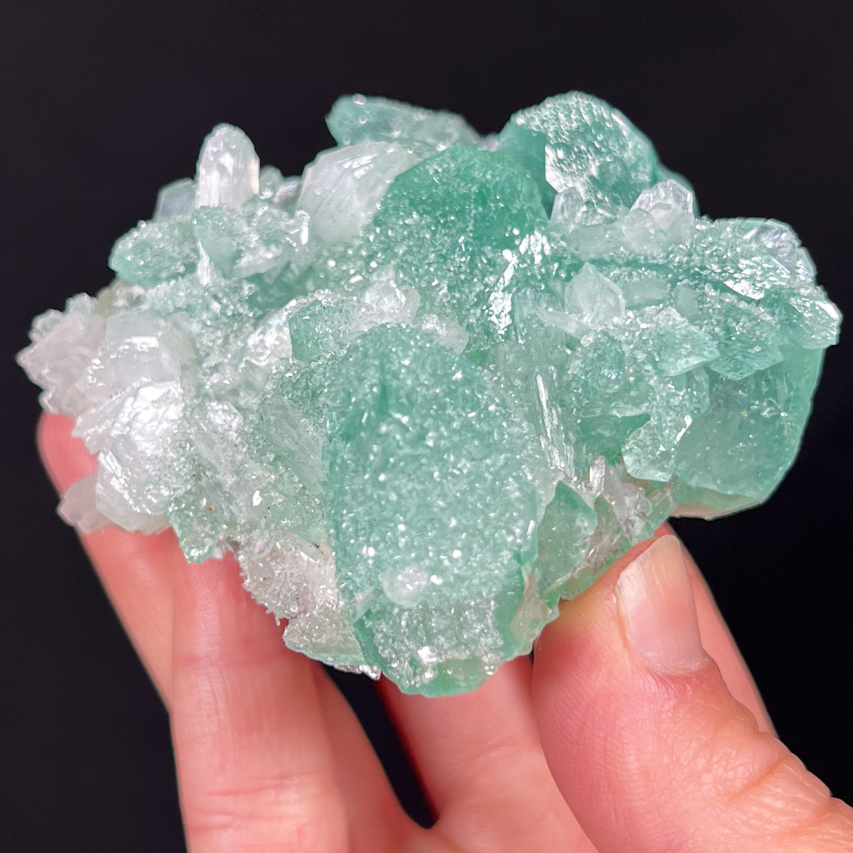 Green Apophyllite with Stilbite Stone