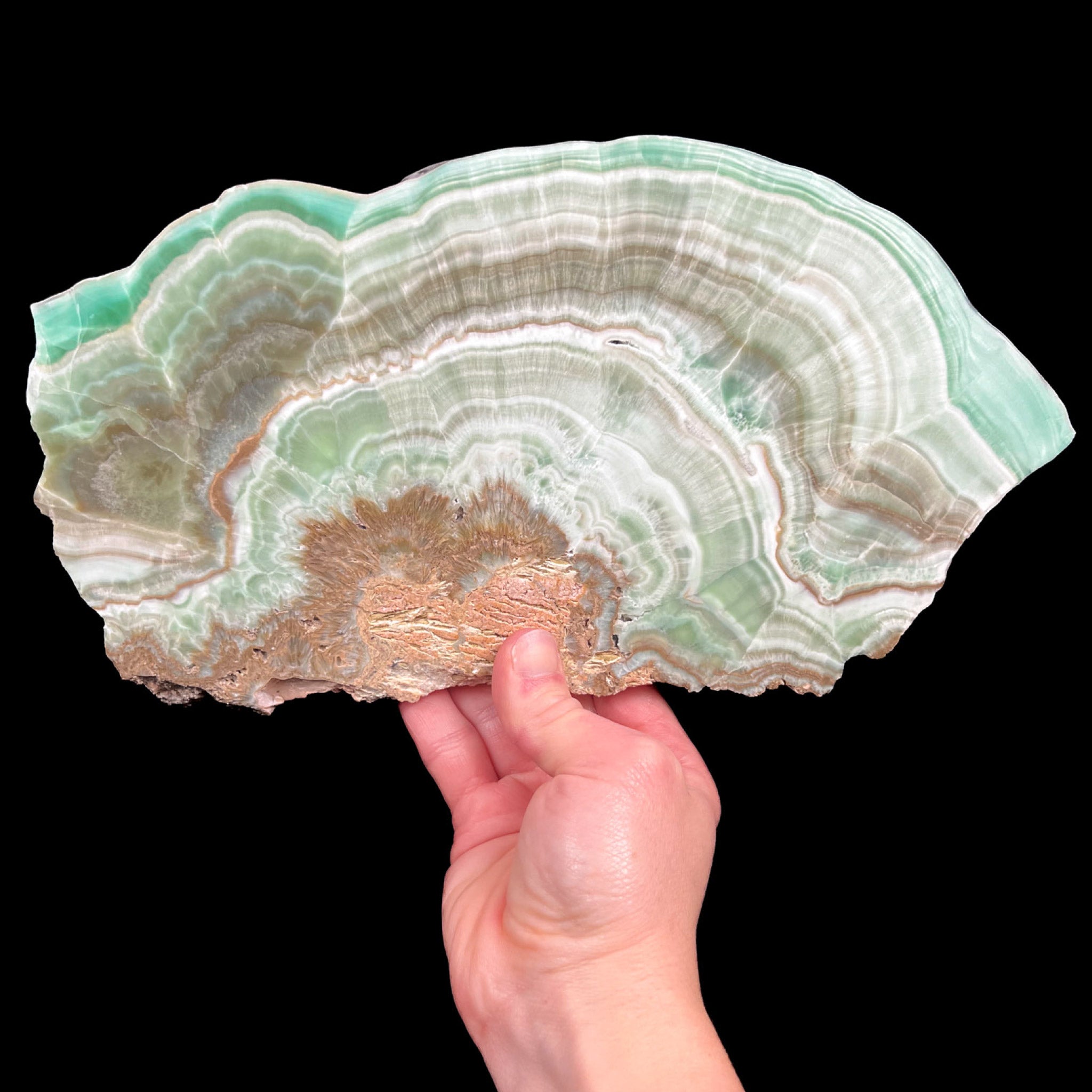 Teal and Green Aragonite Stone Slab from Spain