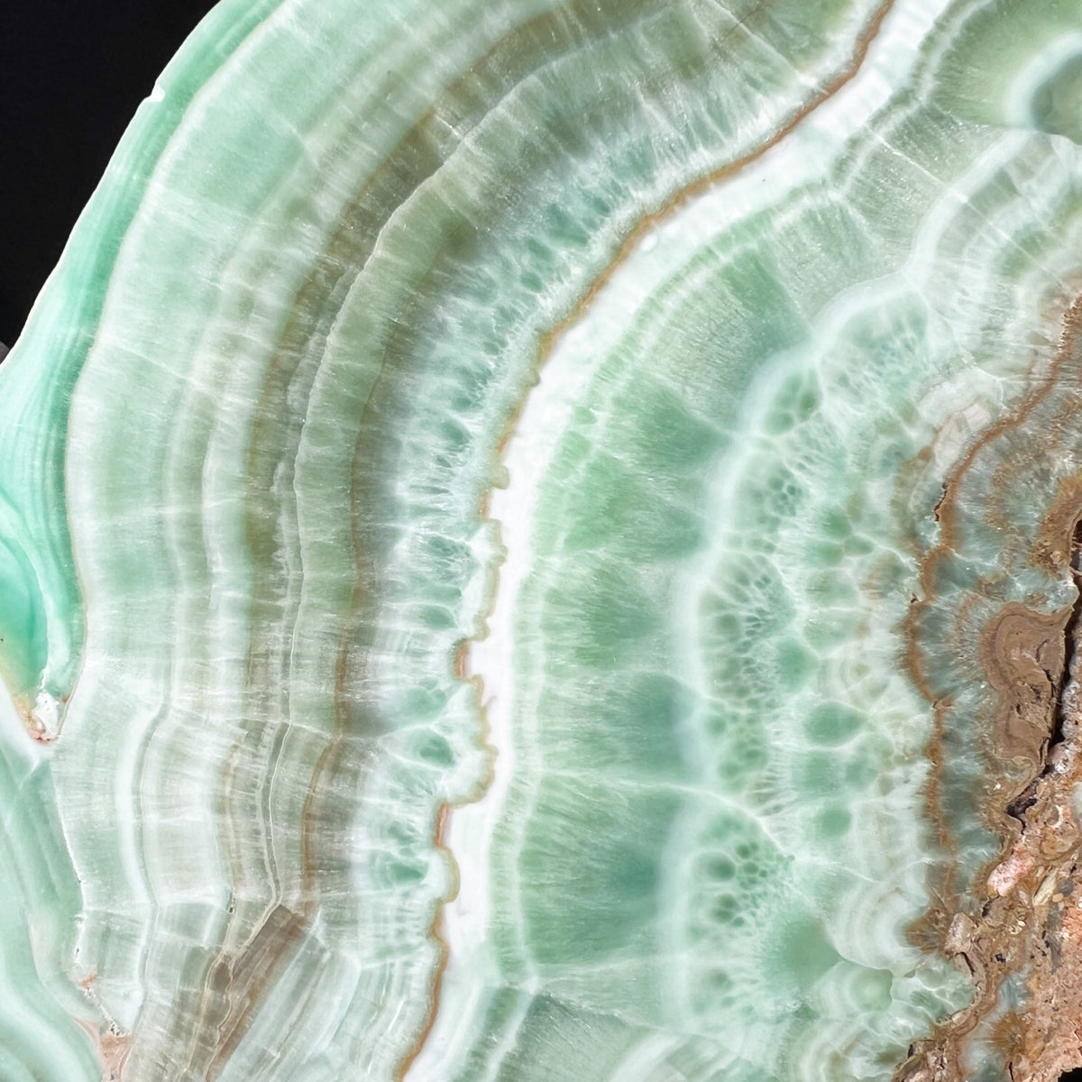Close Up of Teal Green Aragonite Crystal Bands 