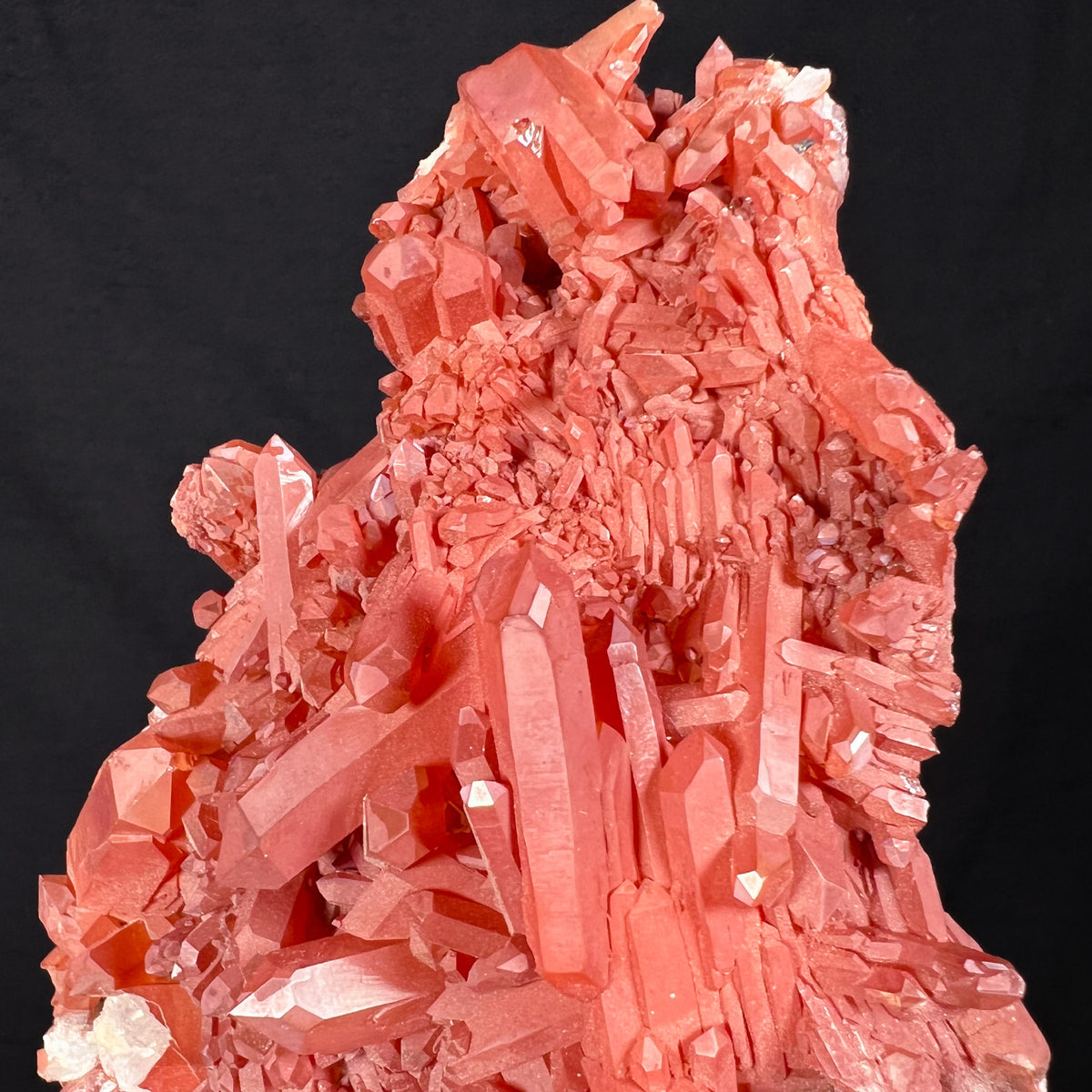 Close Up of Red Iron Coated Quartz Crystals