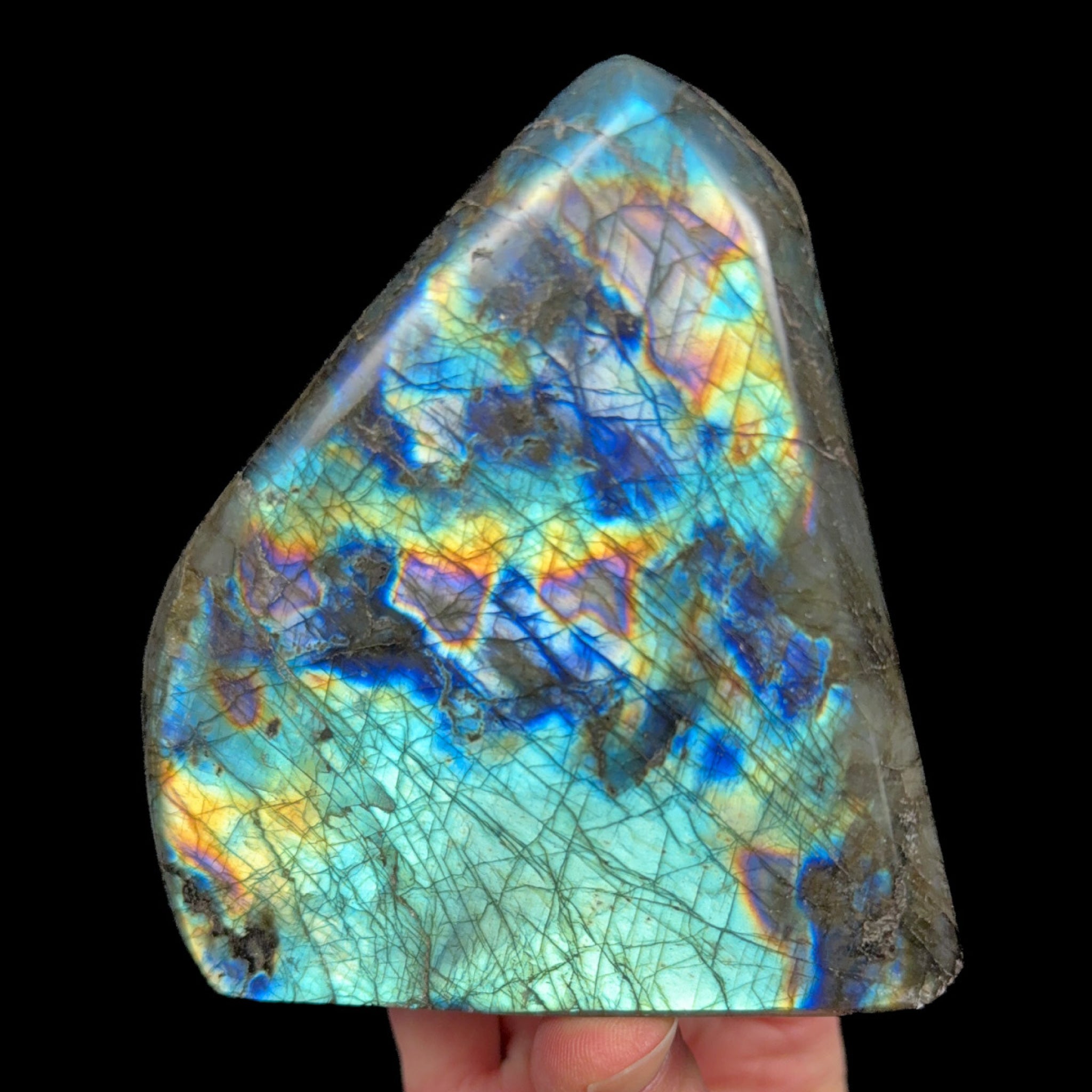 Rainbow color flash Labradorite polished stone from Madagascar