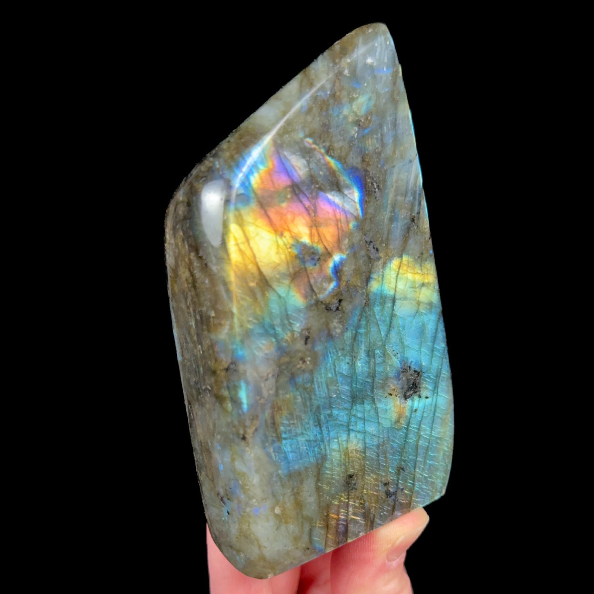 Side view of Labradorite polished stone