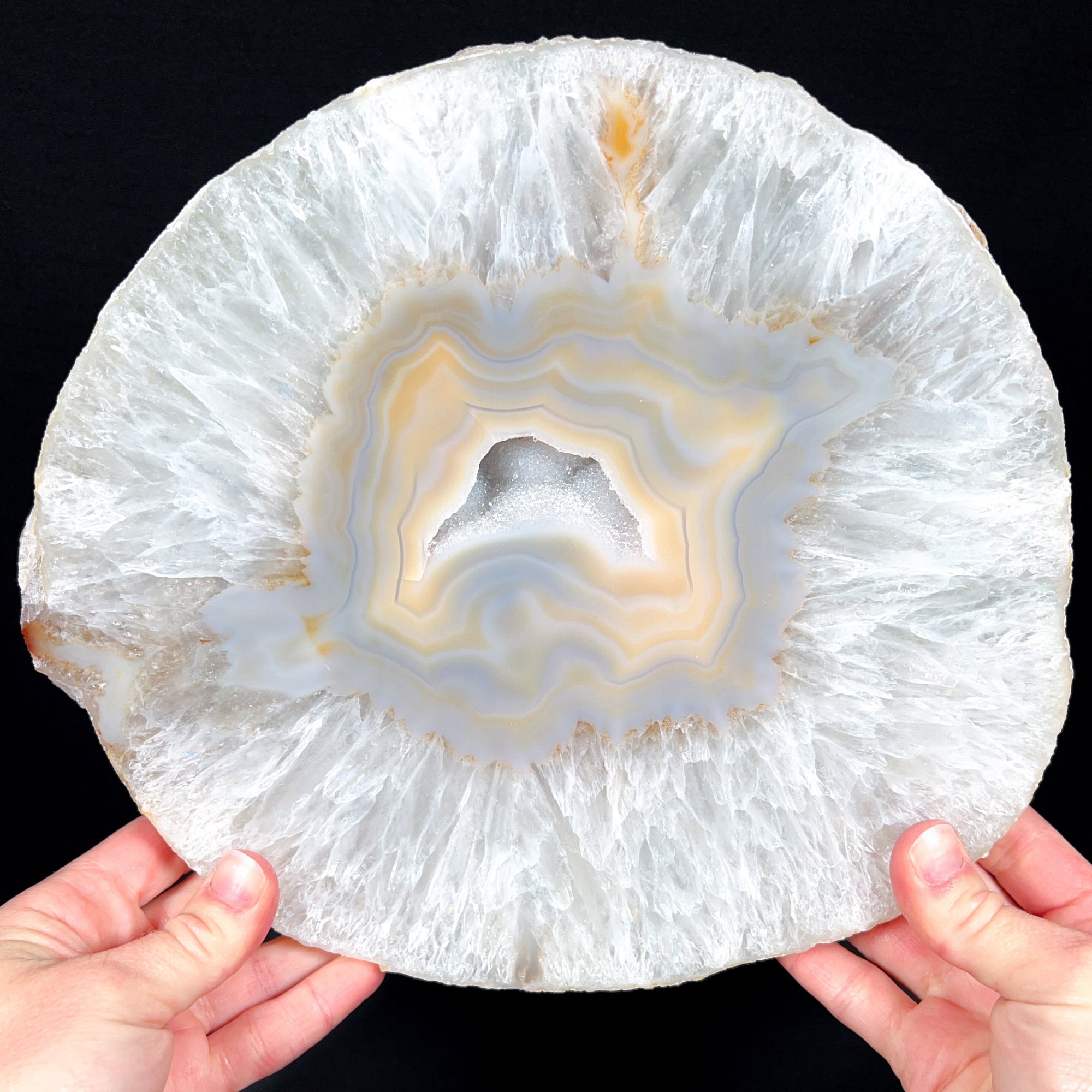 Large Geode Slice with Quartz and Agate Crystals
