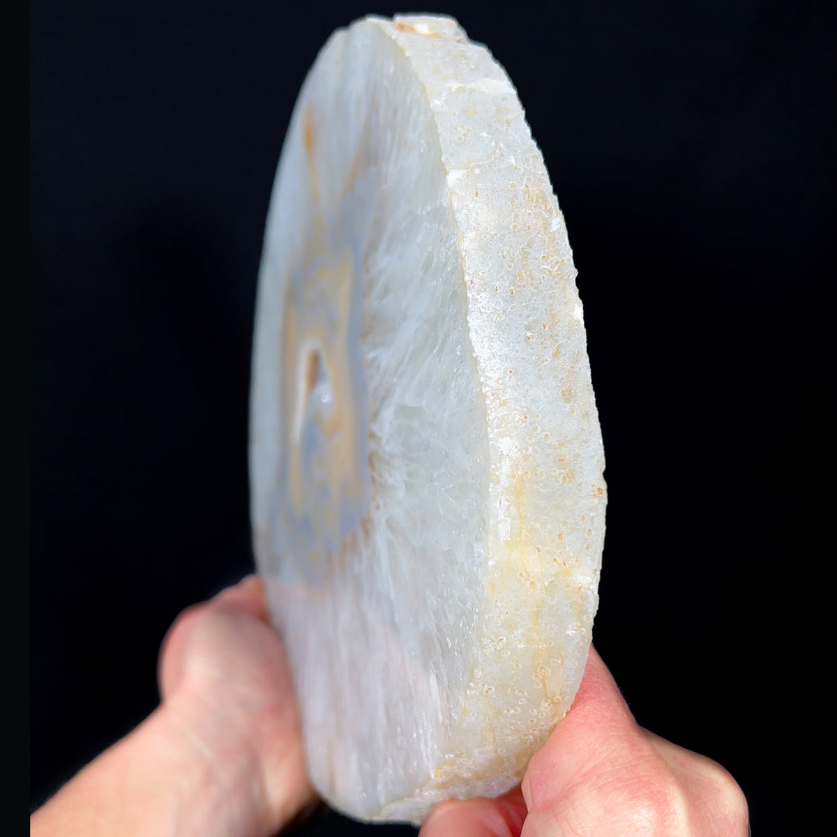 Thick Cut Agate Geode Slab Side View