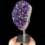 Large Purple Amethyst Crystals on Metal Display Stand