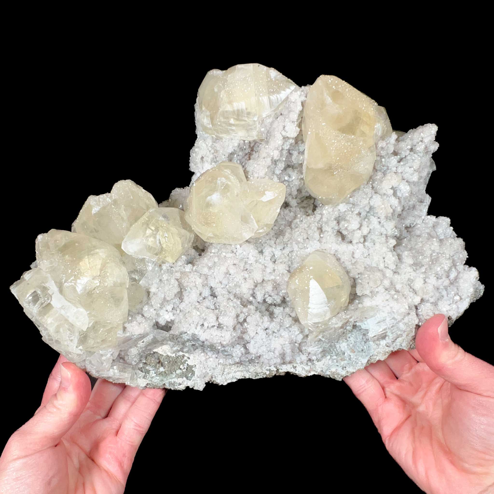 Large Calcite Crystal Plate with Drusy Quartz