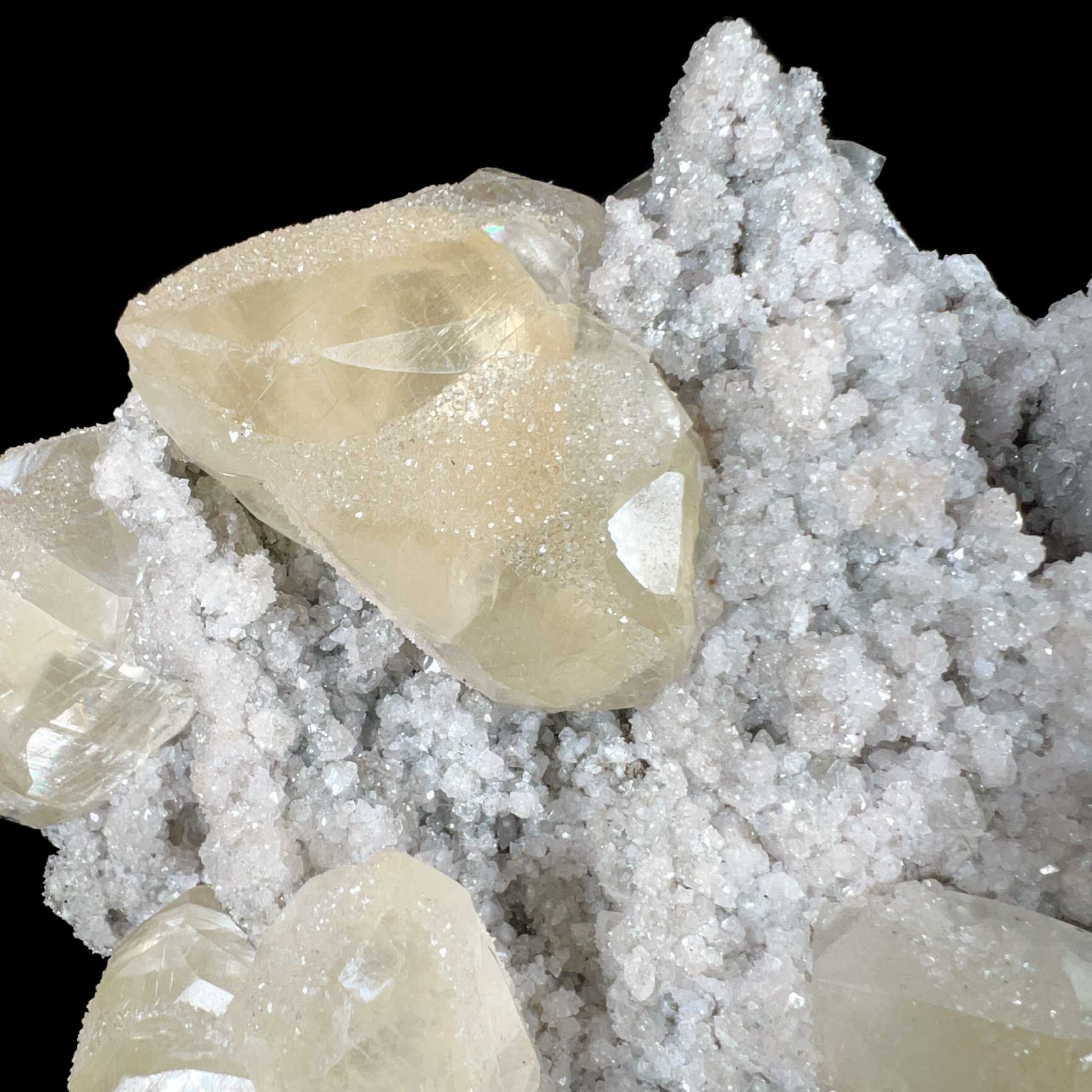 Drusy Quartz on Calcite