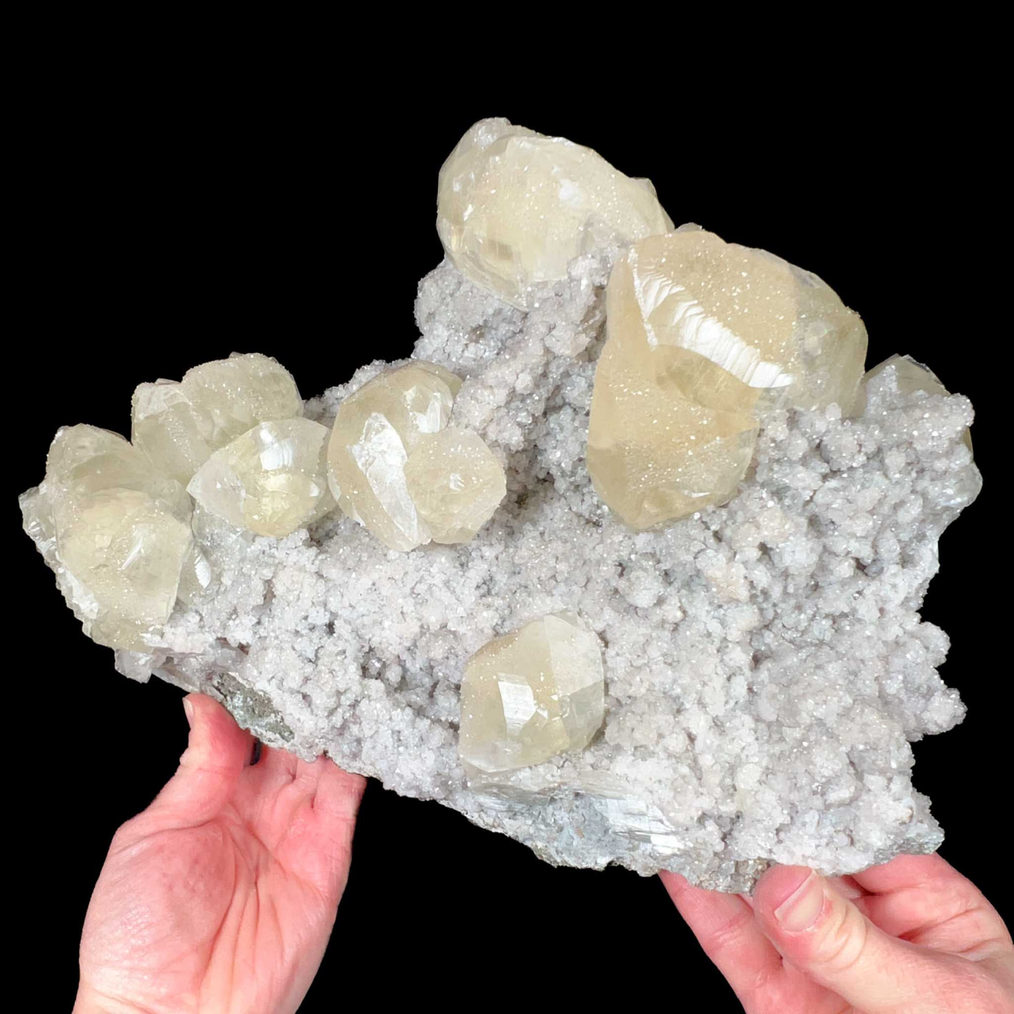 Large Calcite with Drusy Quartz Mineral Specimen