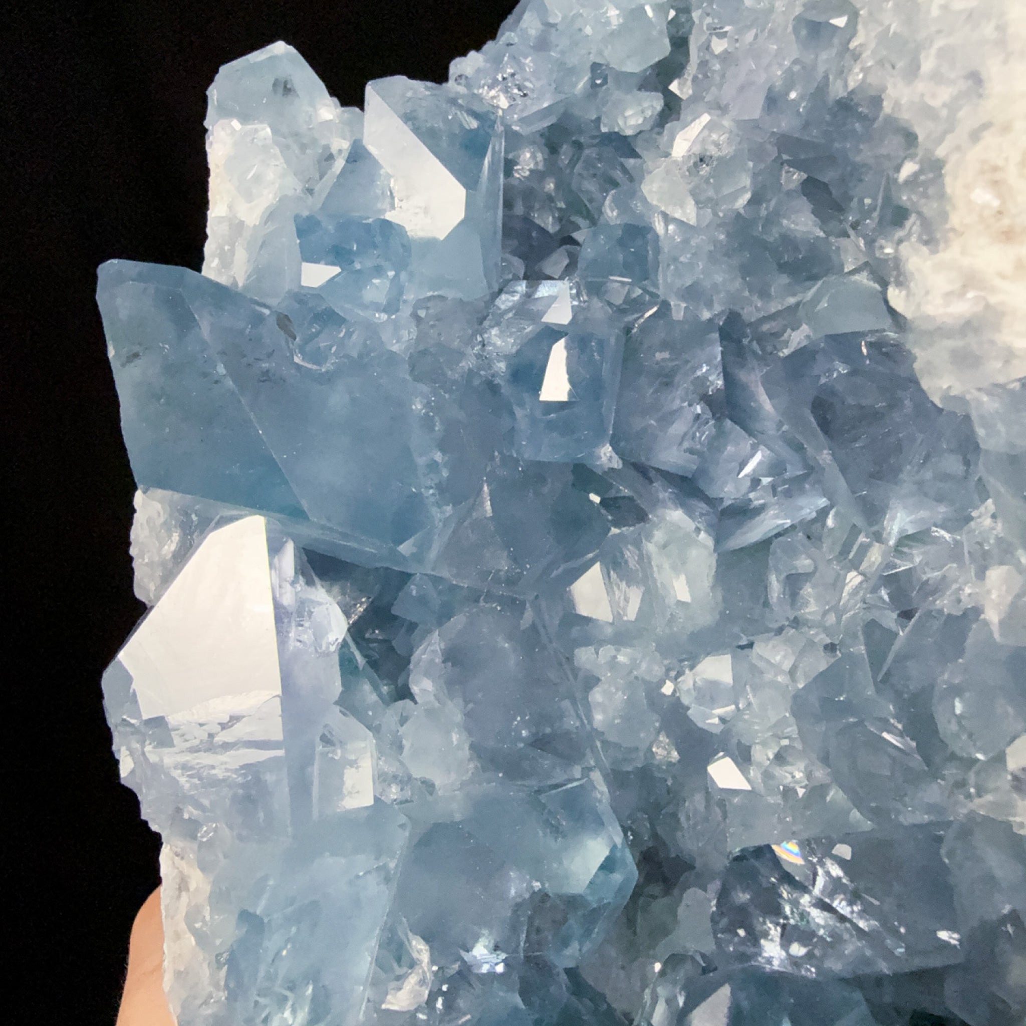 Close up of large blue Celestite crystals