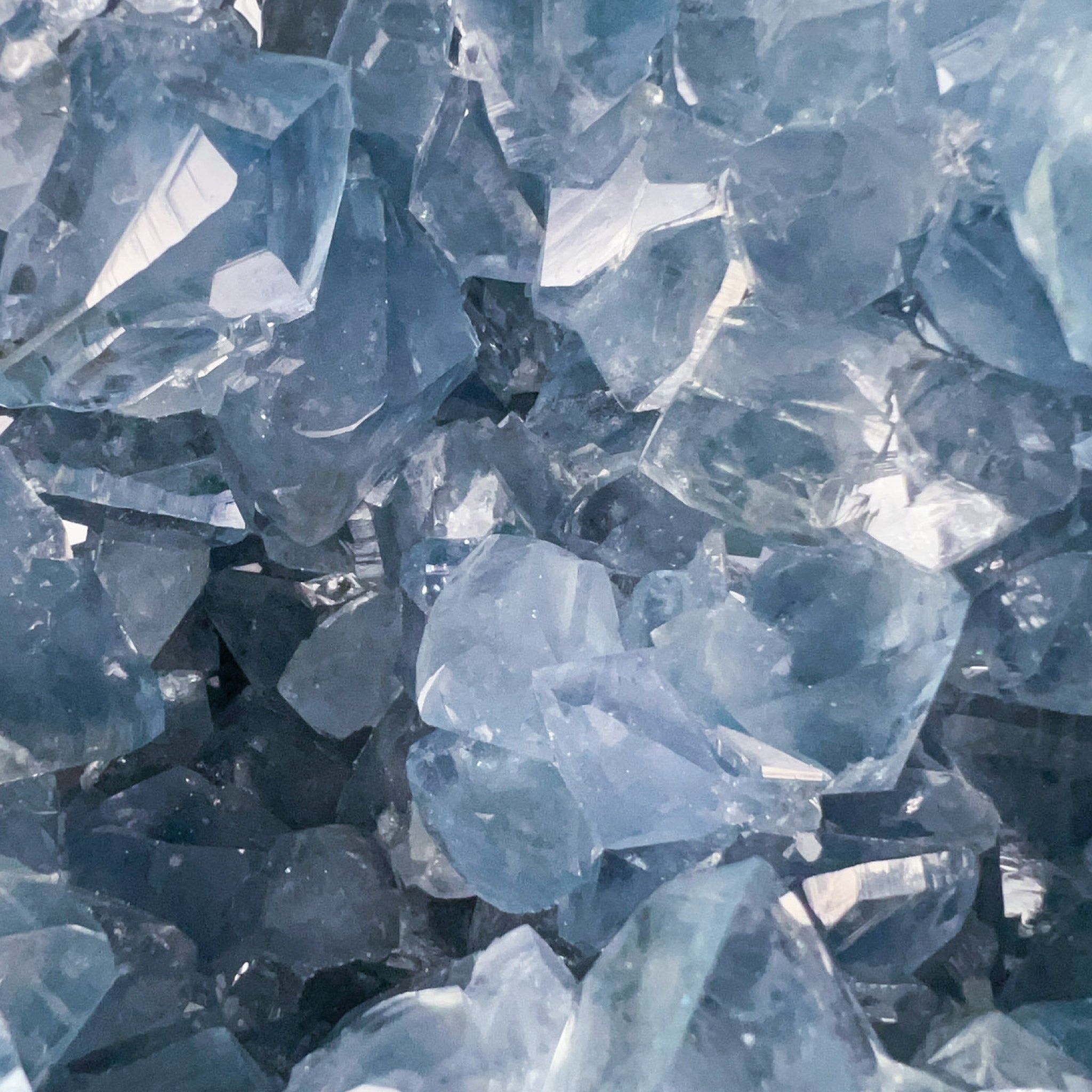 Close up of Blue Celestine Crystals