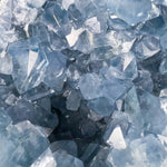 Close up of Celestite / Celestine Blue Crystals Inside a Geode