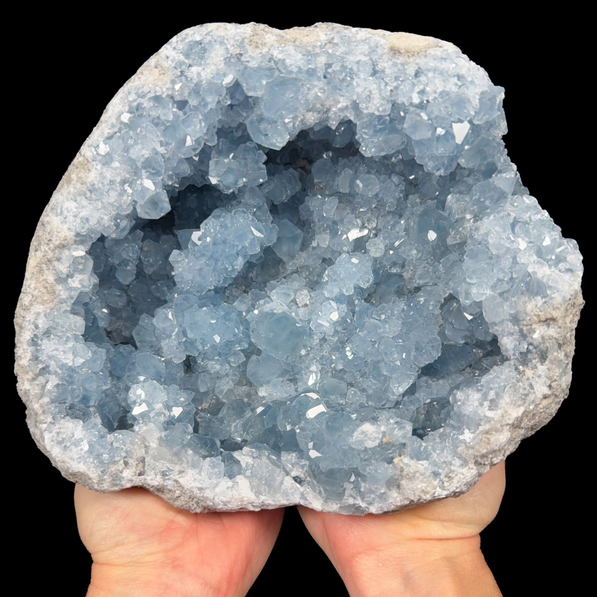 Large blue Celestite / Celestine Geode from Madagascar