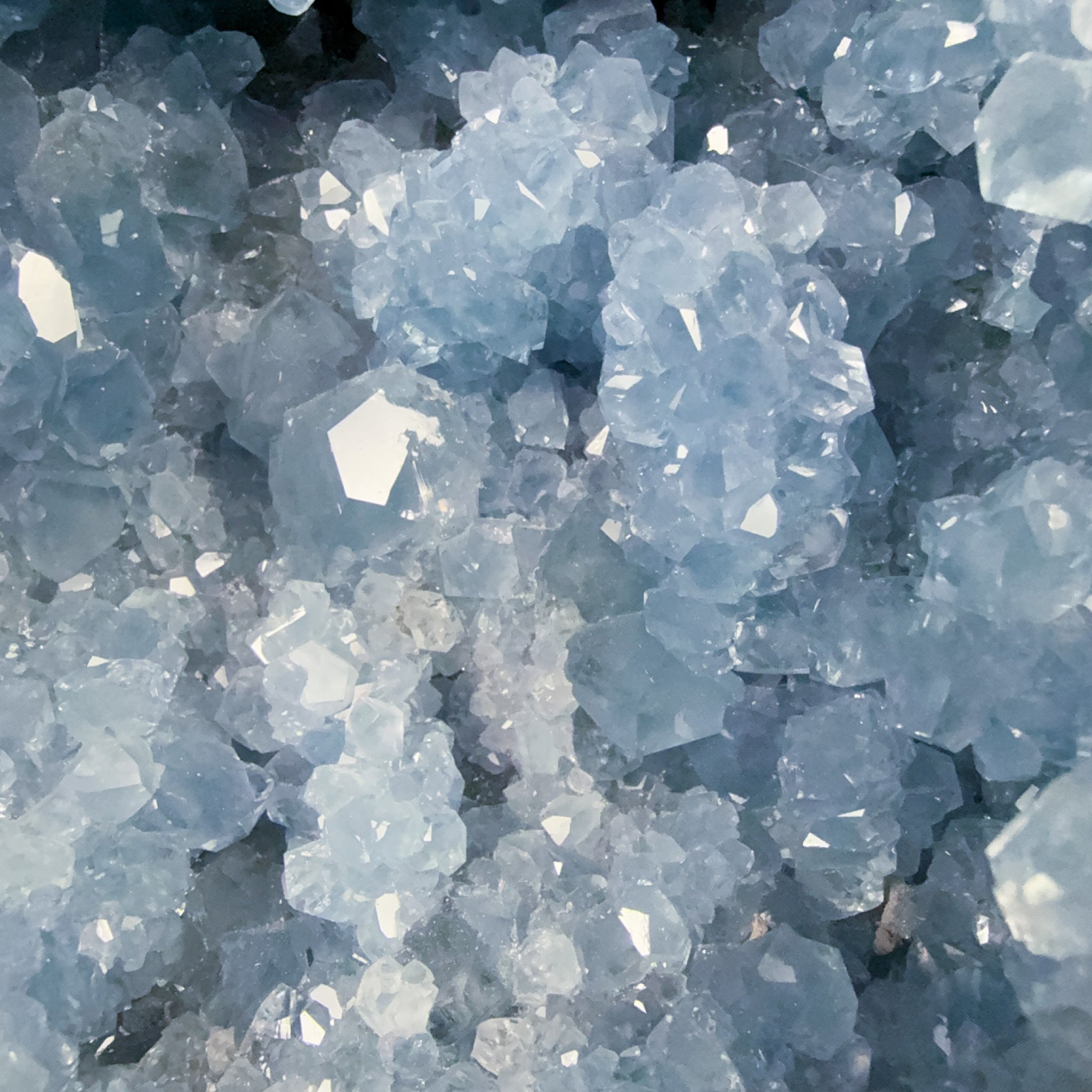 Close up of blue Celestite  / Celestine crystals