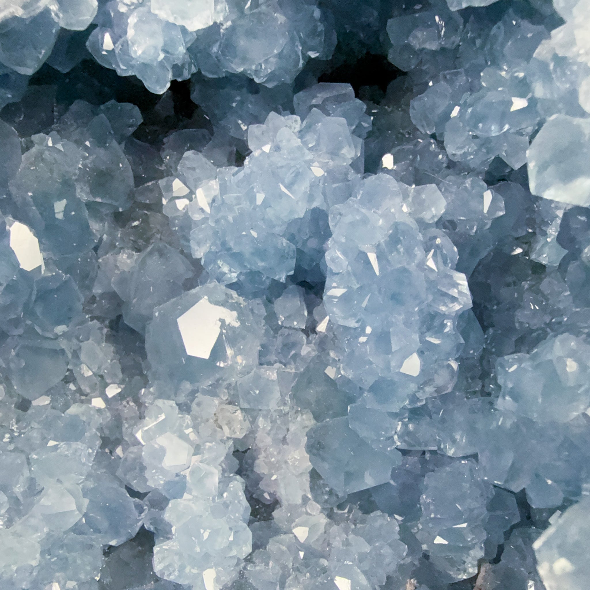 Close up of Celestine crystals
