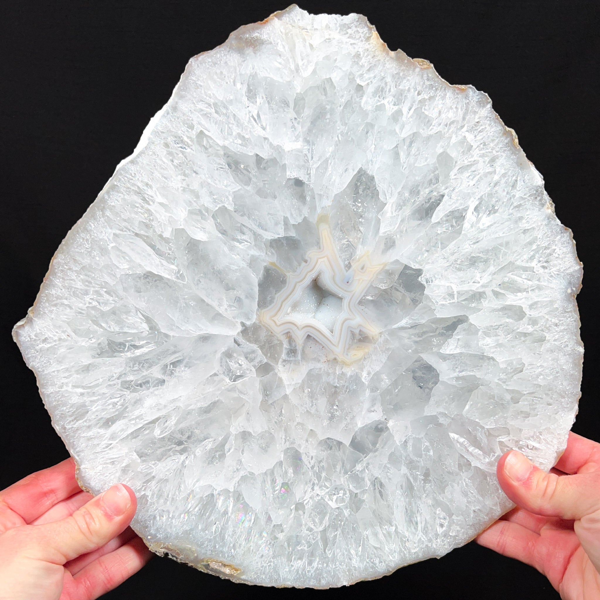 Large Quartz Geode Slab with Drusy Quartz Center