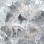 Close Up of Drusy Quartz Center and Agate Bands