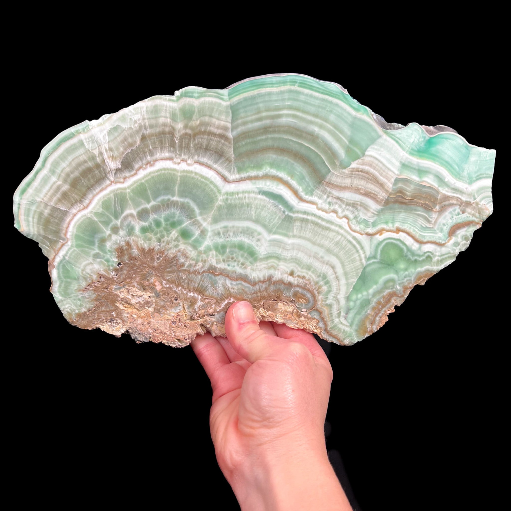 Green Aragonite Stone Slice from Spain