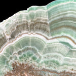 Close up of Copper infused Green Aragonite Crystals from Spain