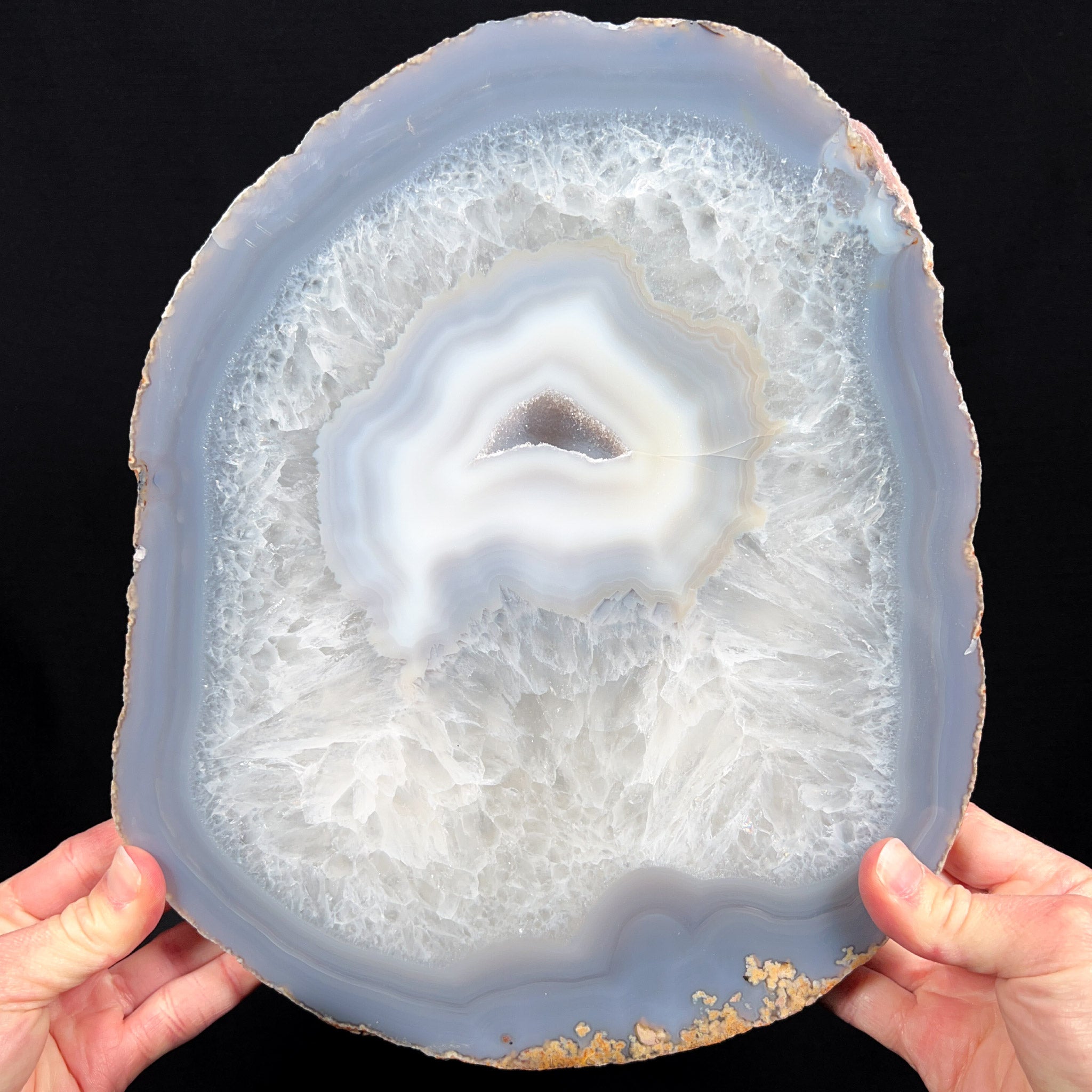 Large Quartz and Chalcedony Geode Slice
