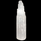 Large White Selenite Tower Lamp from Morocco