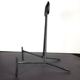 Medium Black Metal Display Stand with Scroll Top Side View