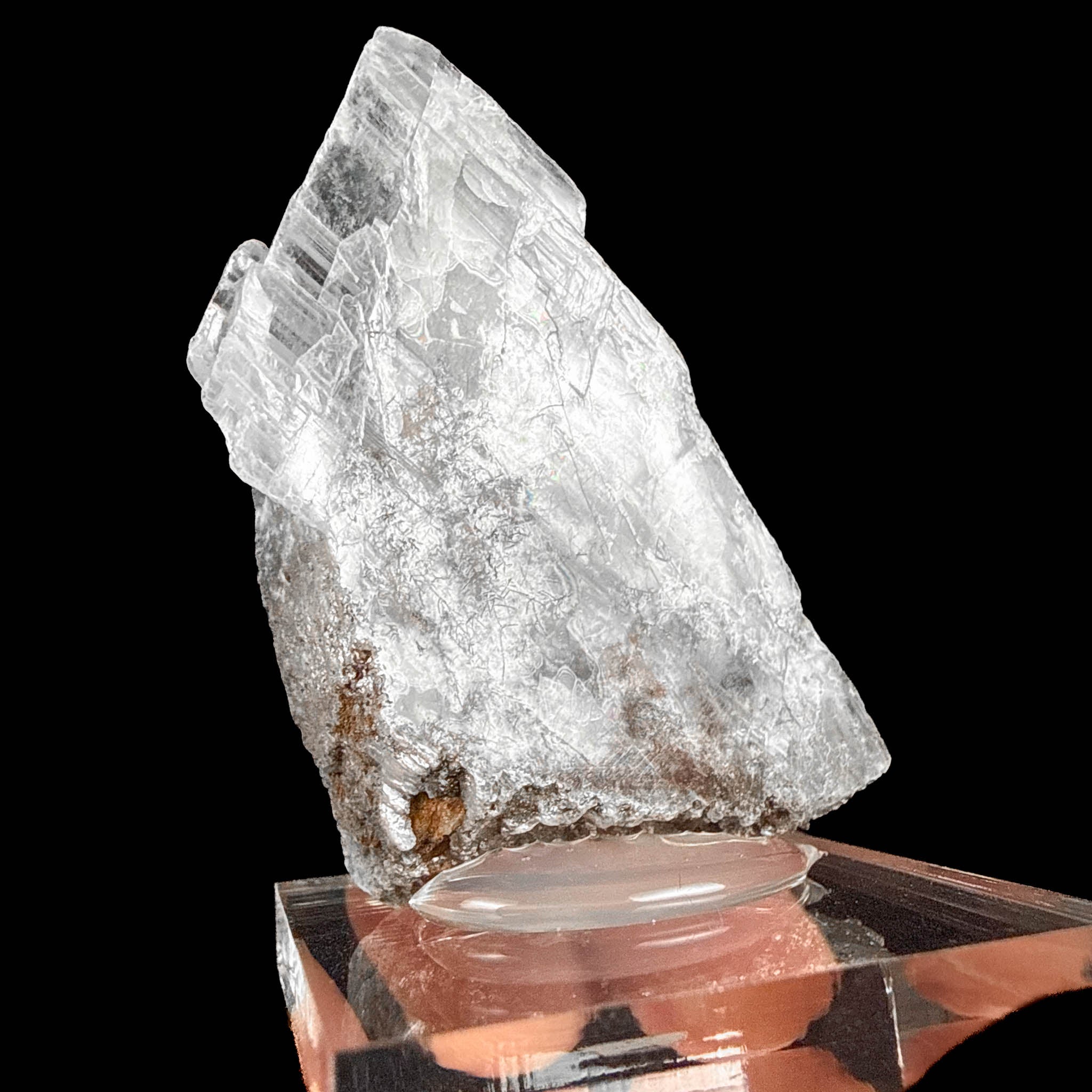 Selenite crystal with Native Copper inside