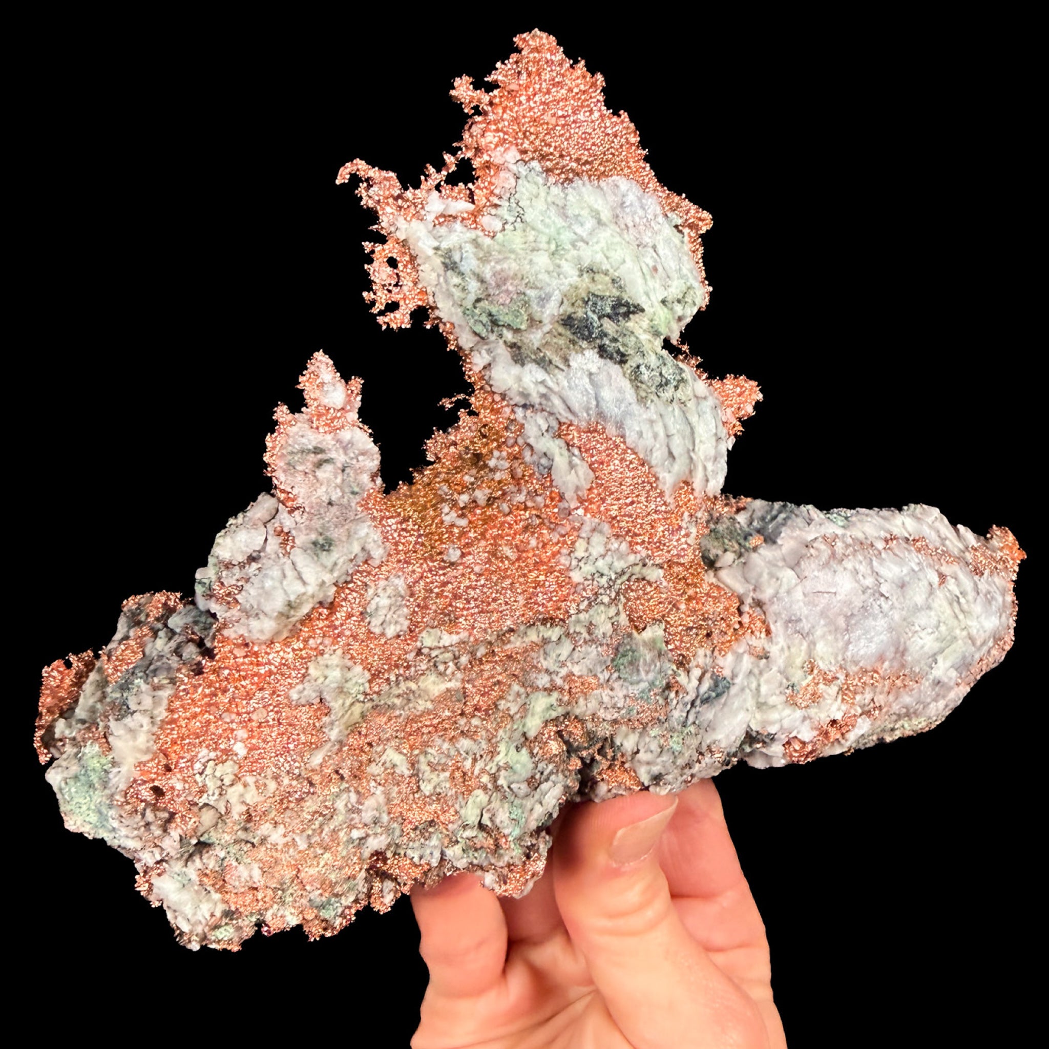 Native Copper with Quartz crystal specimen from Michigan