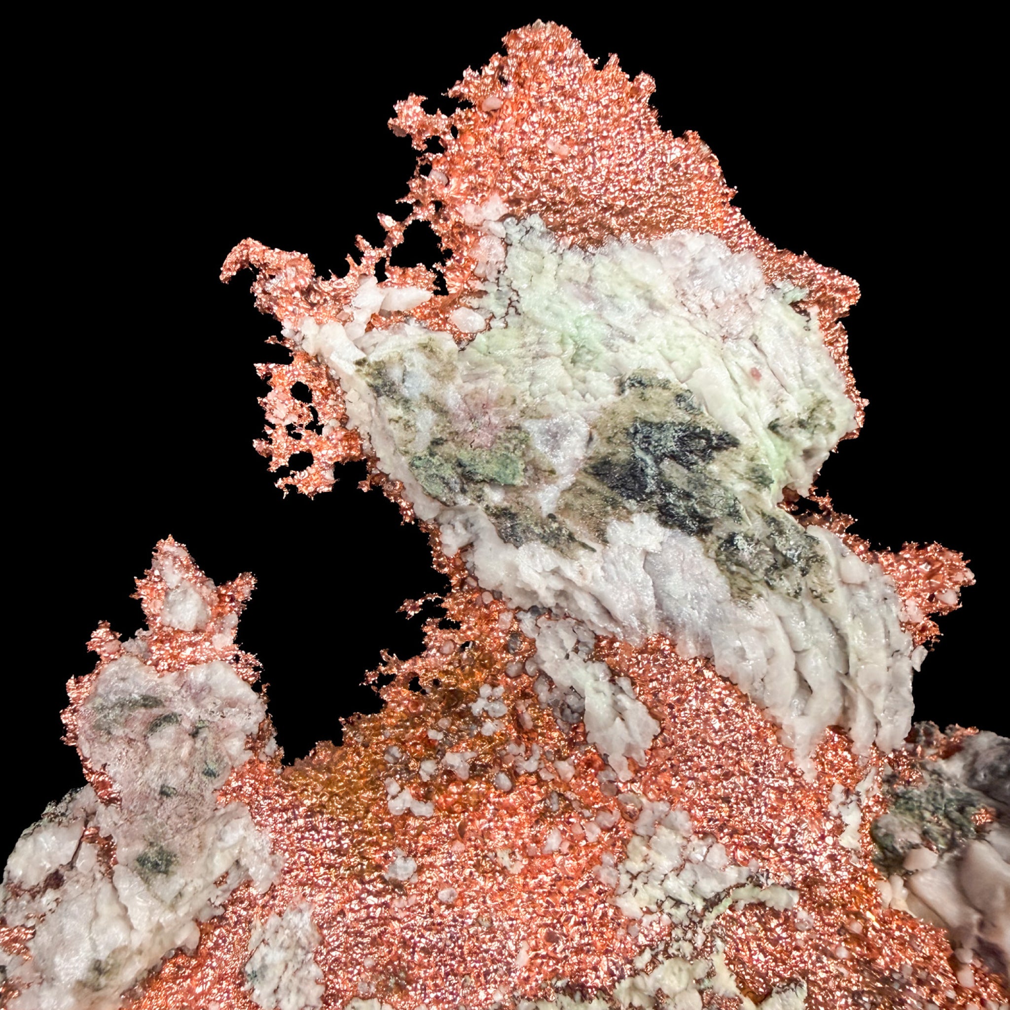 Close up of Native Copper in Quartz from Michigan
