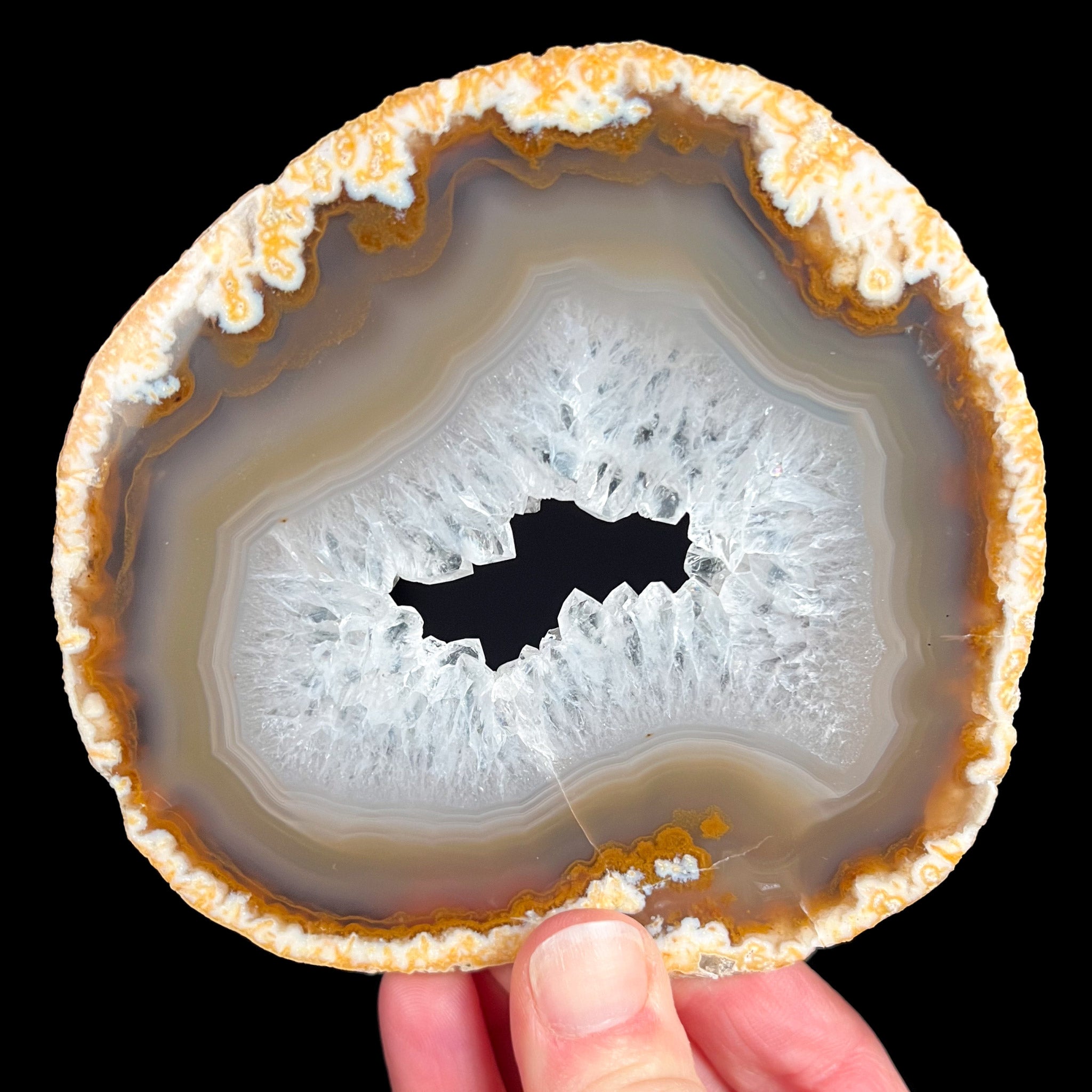 Natural Quartz and Banded Agate Stone Slice