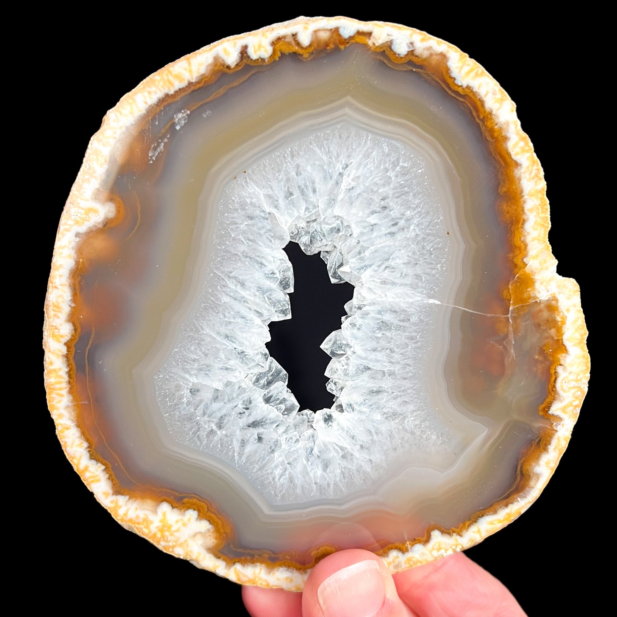 Quartz and Banded Agate Geode, Natural Colors