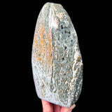 Side view of large polished Ocean Jasper stone