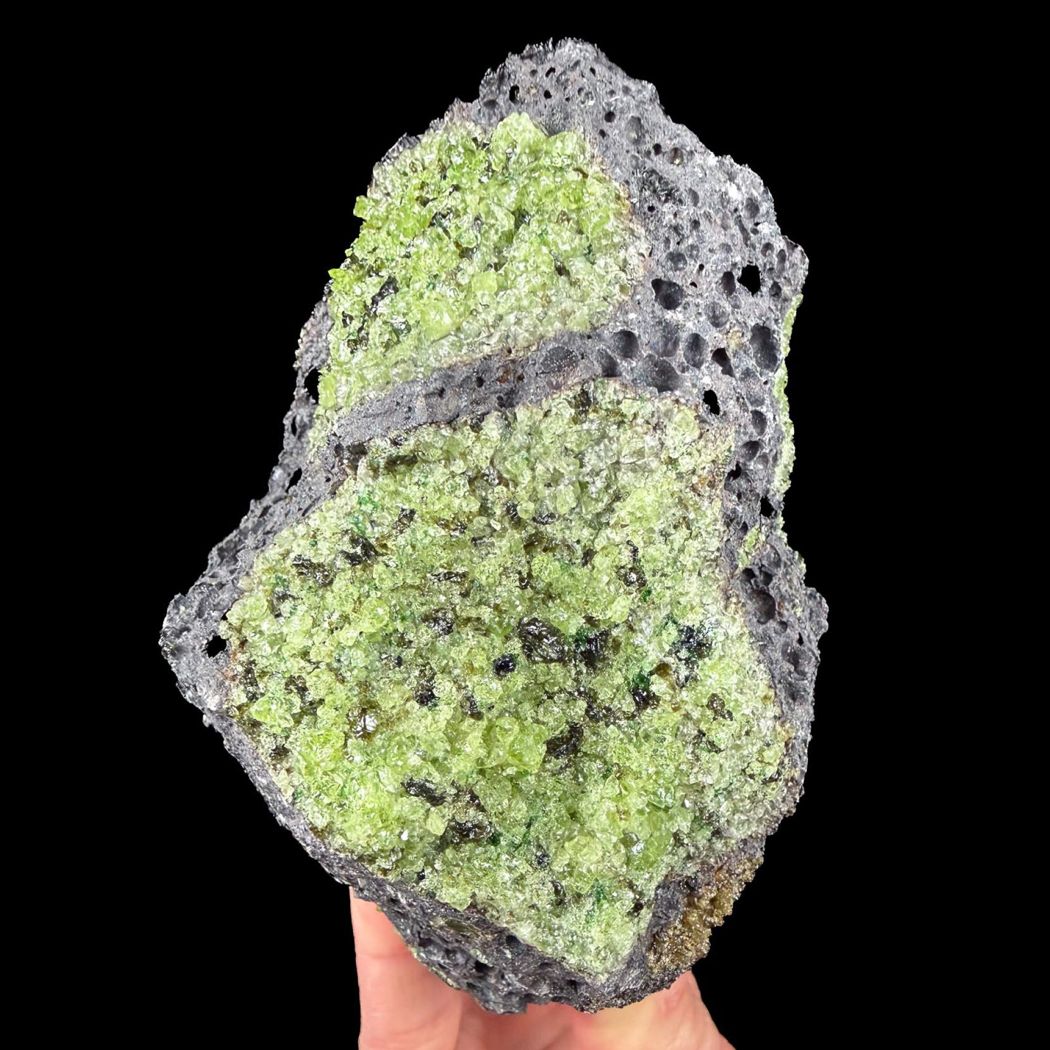 Green Olivine and Peridot crystals in Basalt from San Carlos Reservation, Arizona