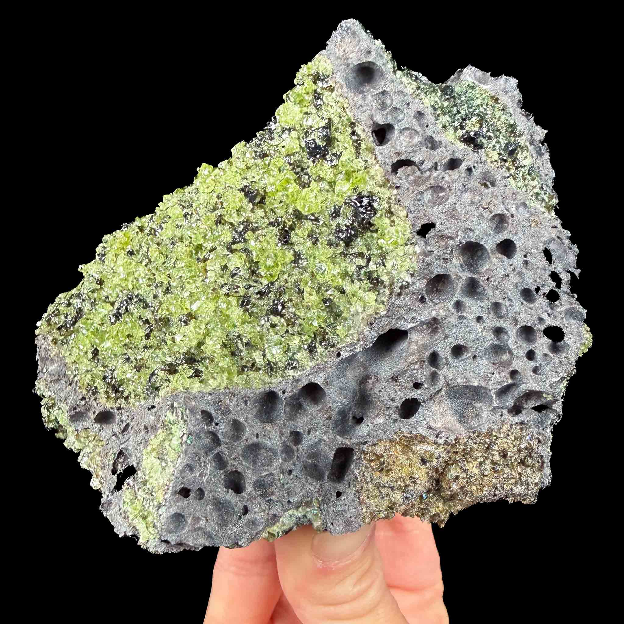 Olivine / Peridot crystals in basalt