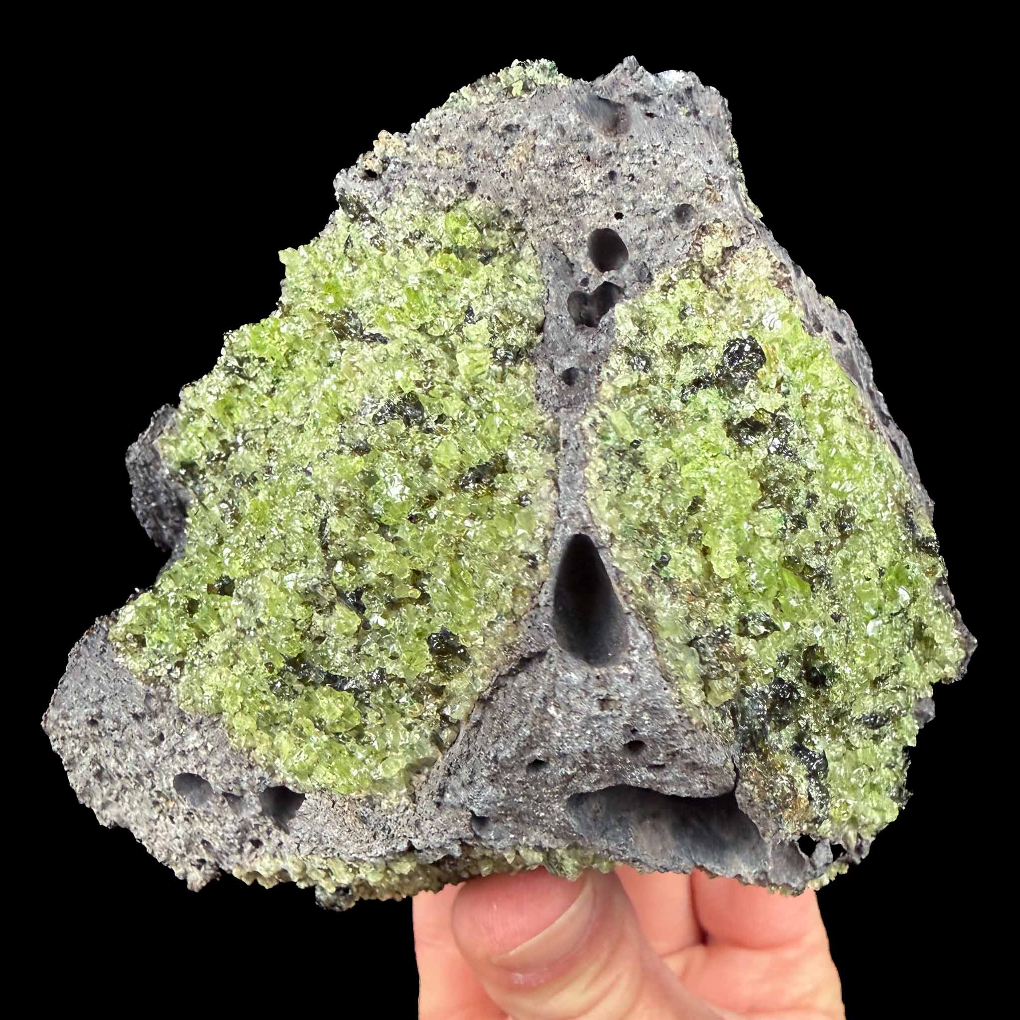 Olivine in Basalt rock specimen
